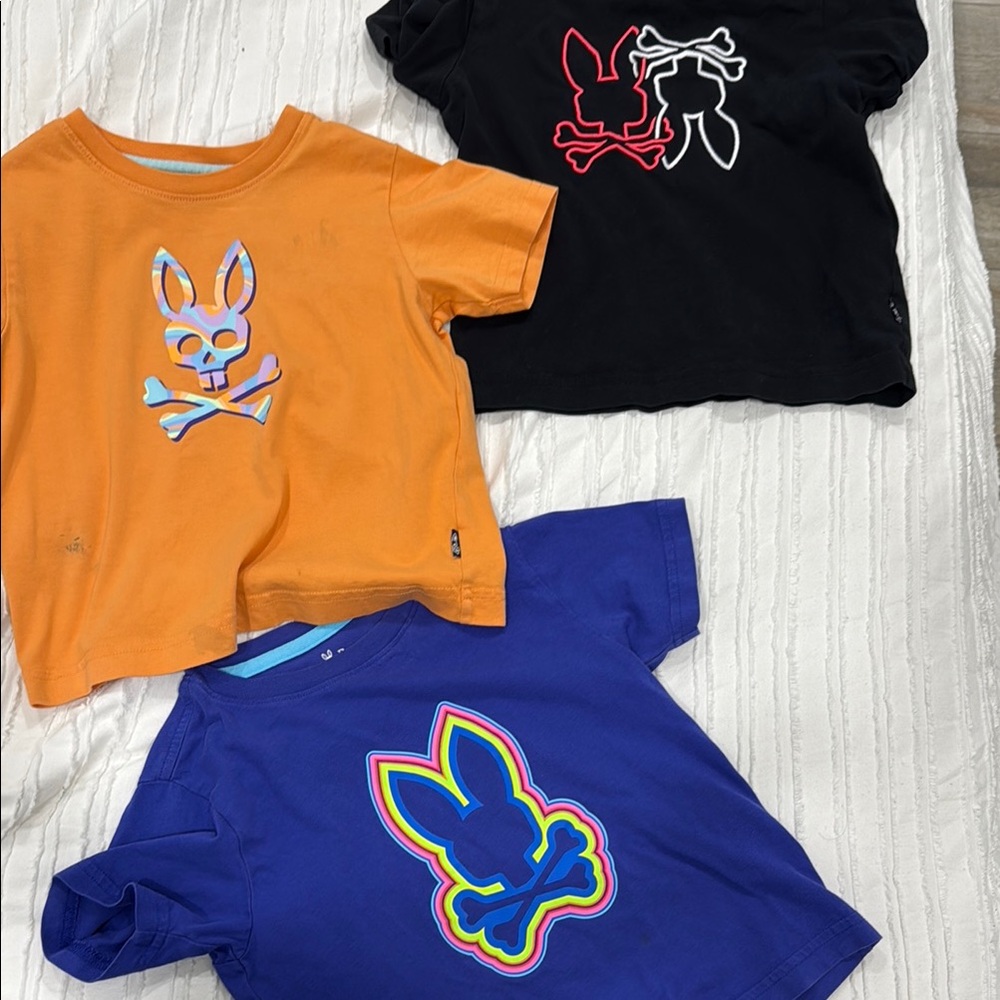Psycho Bunny Kids Short Sleeve Tees - Orange, Black, Blue